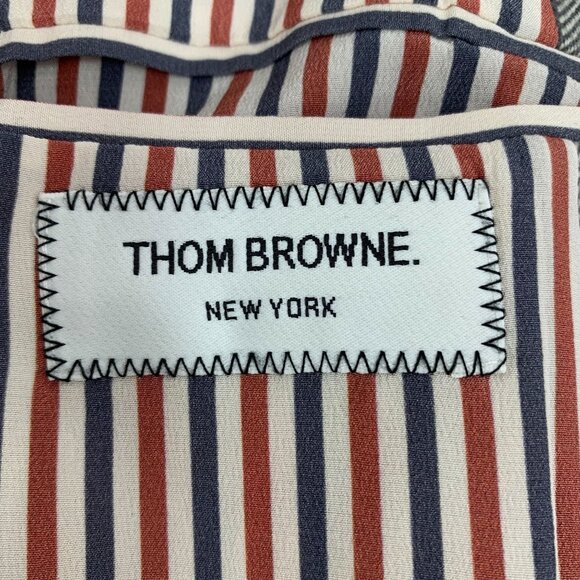 CW0711 Thom Browne Plaid Fringed Wool Blazer Jacket - Picture 6 of 8